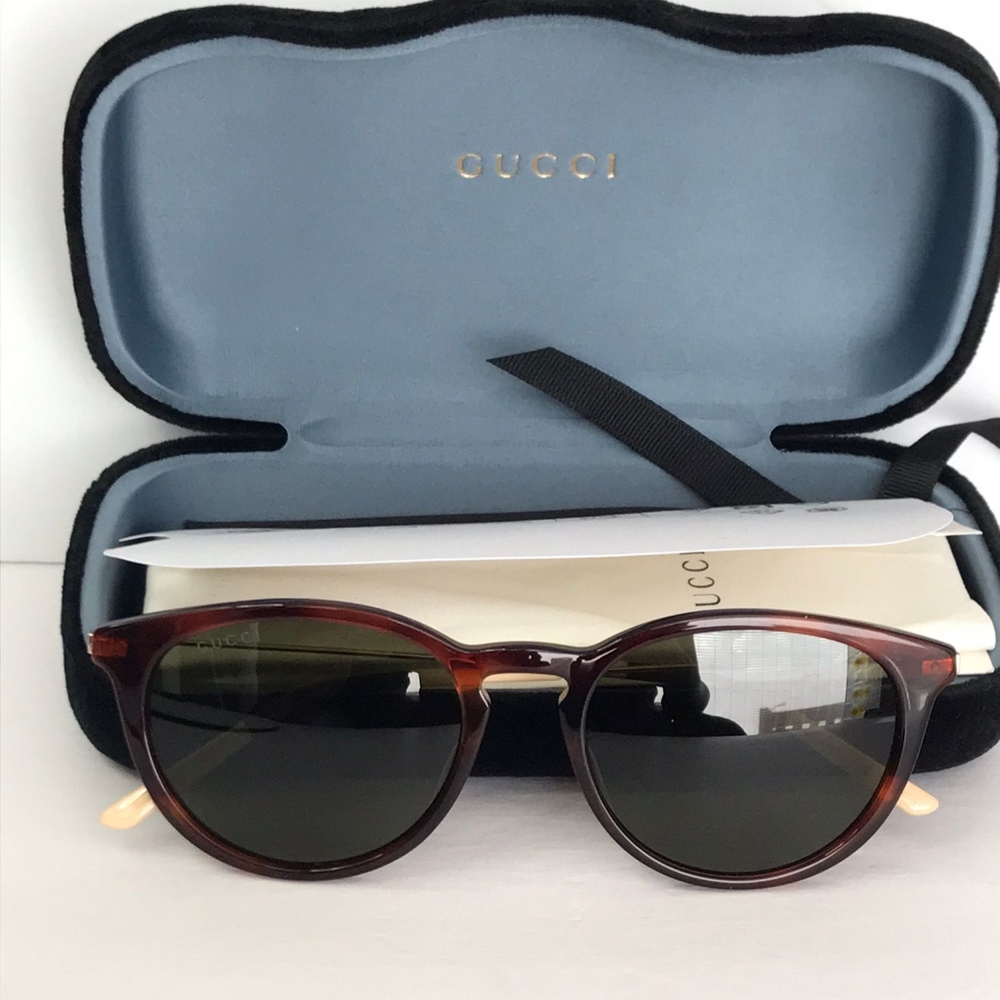 💯 original GG1048S002 Round Sunglasses Havana Gold - Picture 5 of 14